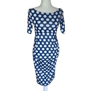 ASOS Maternity blue and white polka dot maternity short sleeve dress. US Sz 4.